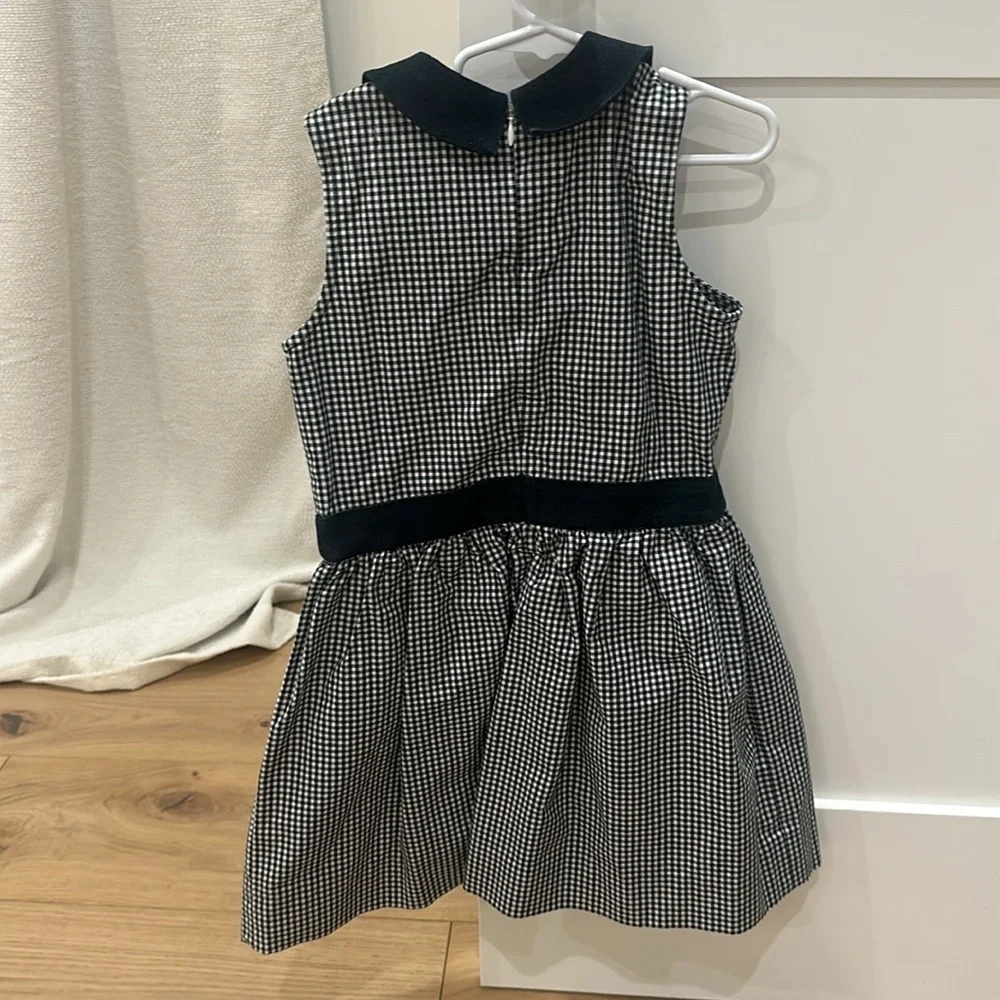 Brooks brothers gingham dress girls Navy Peter Pan collar buttons 8 size